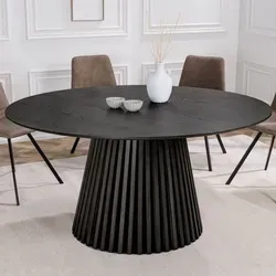 riess-ambiente Esstisch VALHALLA WOOD 120cm schwarz Eiche - Moderner runder Esstisch für ca. 4 Personen, mit stabiler Tischplatte aus Eichenfurnier und hochwertigem Säulenfuß. Perfekt für ein stilvolles Ambiente im skandinavischen Design.