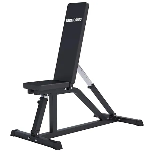 GORILLA SPORTS Hantelbank 7-Fach Verstellbar - Hantelbänke für effektives Training, mit 7-fach verstellbarer Rückenlehne und maximaler Belastbarkeit von 200 kg, ideal für professionelles Heim-Workout.