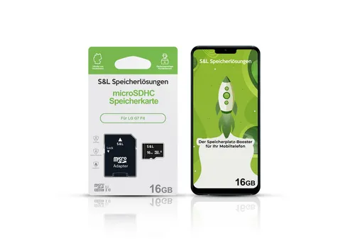 Tec-Expert microSD Karte S&L für LG G7 Fit Speicherkarte (16 GB, Class 10, microSDHC)