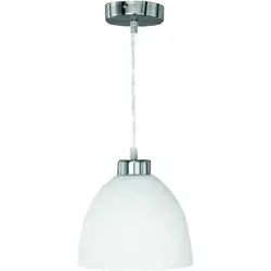 TRIO Pendelleuchte mit Glasschirm - Moderne Lampen mit Nickel-matt und Weißem Glasschirm, ideal für stilvolle Beleuchtung in Wohnräumen, 1x 75 Watt, E27, flexibel in der Höhe verstellbar.