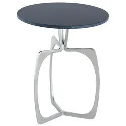 Amagohome Beistelltisch Runder Beistelltisch Berlin mit Marmor – Ø 45 cm Design Sofatisch Gold, Handarbeit schwarz|silberfarben