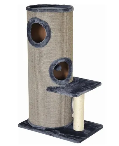 Nanook Kratztonne Casimir grau - Katzenmöbel - 3 Etagen mit seitlichem Sitzplatz und Kuschelbett, besonders stabil durch zusätzliche Bodenplatte für sicheres Spielen und Entspannen.