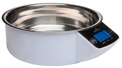 Kerbl Futternapf 81876 mit Waage - Näpfe mit integrierter Waage für präzise Futterportionierung. Ideal für übergewichtige oder diabetische Haustiere. Abnehmbarer, spülmaschinenfester Edelstahlnapf und LCD-Display für einfache Bedienung.