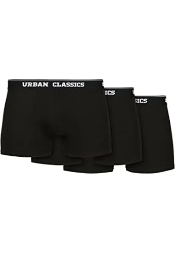Urban Classics Organic Boxer Shorts 3-Pack – Herren Boxershorts aus Bio-Baumwolle mit Elastikbund und Branding, komfortable Passform, Black+Black+Black, M