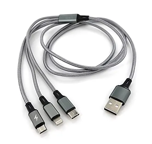 Callstel 2er-Set 3in1-Schnellladekabel: Micro-USB, USB Typ C & Lightning,120cm