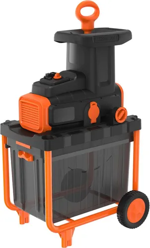 Black+Decker Häcksler BEGAS5800-QS, 2800 Watt, leise und effizient - Häcksler mit Walzensystem, zerkleinert geräuscharm bis 45 mm Durchmesser. Überlastschutz und unterbrechbare Stromzufuhr bei Fangbox-Entnahme für mehr Sicherheit.