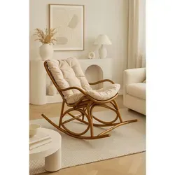 HOFMANN LIVING AND MORE Schaukelsessel - Funktionssessel, handgeflochtenes Rattan, mit Wippfunktion und pflegeleichtem Bezug für entspannende Momente in Ihrem Zuhause.