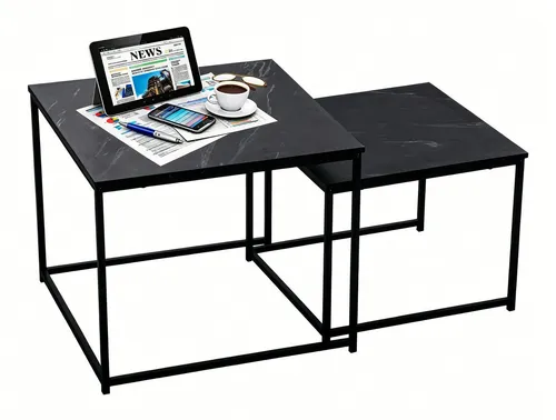 BIGTREE Couchtisch 2er-Set rund, stapelbar aus Holz & Metall für modernes Wohnzimmer - Stylisches 2er-Set Nesting-Couchtische mit robustem Metallgestell und hochwertiger Holzoberfläche. Ideal für platzsparende Nutzung und vielseitige Gestaltung Ihres Wohnraums.