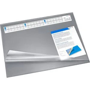 Läufer Schreibunterlage 49643, Synthos II, grau, Kunststoff, mit Sichtplatte und Kalender, 65 x 52cm