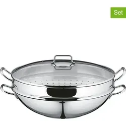 WMF Wok Set 4tlg - Wokpfanne 36cm mit Glasdeckel, ideal für Induktion und gesundes Kochen