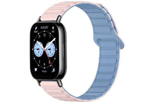 Wigento Smartwatch-Armband Für Xiaomi Redmi Watch 5 Lite Two Color Magnetisches Arm Band Rosa, Zweifarbiges Silikonband mit Magnetverschluss