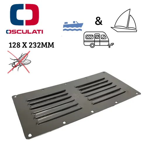 Osculati Lüftungsgitter 128 x 232mm + Fliegengitter Marine Boot Schiff Caravan