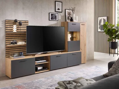 Produktbild moebel dich auf Wohnwand Anbauwand Ancona in Artisan Eiche Nb.