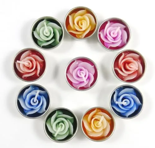 Teelichter und Nachfüllpackungen für Teelichter mit 10 Duftkerzen in Rosenform