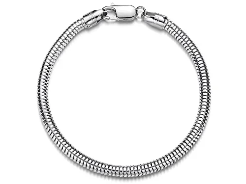 Rundes Schlangenkette Armband 4mm, Länge 20cm - 925 Silber