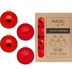 Weihnachtskugeln Glas 8cm 12 Stück - Merry Red - Rot