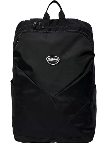 Hummel HML LGC Rucksack Schwarz - Stylischer Begleiter - Rucksäcke mit großem Hauptfach, extra Zipperfach und seitlichem Einschub für Trinkflaschen. Leicht und komfortabel zu tragen, ideal für Alltag und Sport.