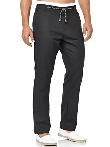 Indicode Herren Veneto Leinenhose | Freizeithose für Männer in Schwarz, Größe M - Die lässige Veneto Leinenhose von INDICODE ist ideal für den Sommer. Der atmungsaktive Stoff sorgt für einen angenehmen Tragekomfort an warmen Tagen. Mit Kordelzug und umgekrempelten Beinen für einen entspannten Look.