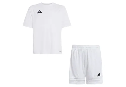 adidas Kinder Set Trikot + Hose Squadra 25 White/White/Black 176 - Stylisches Trikot-Set für Kinder, bestehend aus einem Trikot und kurzer Hose. Mit elastischem Bund für optimalen Sitz und feuchtigkeitsabsorbierender Technologie für hohen Komfort beim Spielen.