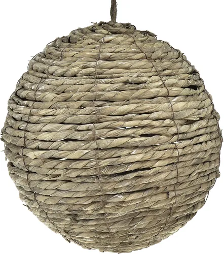 Kugel zum Hängen Stroh Kugel Grau dekorativ Ø25cm natürlich geflochten