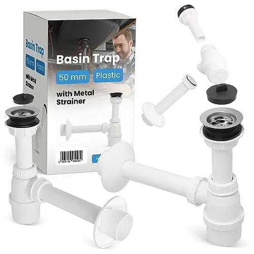 Waschtisch Flaschen-Geruchsverschluss 50 mm mit Überlauf Abfluss Metallsieb Einkammerablauf für Waschbecken Überlauf Abfluss Metallsieb Siphon für Waschbecken