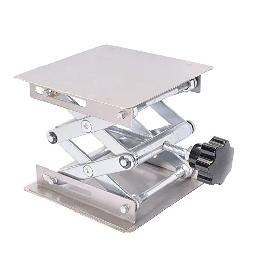 Kalolary Scientific Lab Jack-100 x 100mm Edelstahl Lab Stand Tisch Rack Scissor Lab-Lift Lifter für Wissenschaftsexperiment
