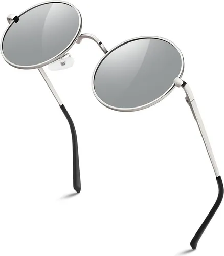 Polarisierte Retro Sonnenbrille für Damen und Herren - UV-Schutz, Rund, Rot - Stylische Retro Sonnenbrille mit polarisierenden Linsen für optimalen UV-Schutz. Leicht und angenehm zu tragen, ideal für jeden Anlass und bietet hervorragenden Tragekomfort.