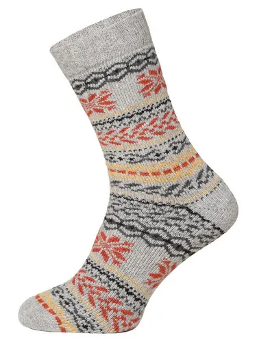 HomeOfSocks Socken 45% Wollsocken Hyggeliges Norweger Design 2er Pack Dicke Wollsocken Fröhlich Bunten Muster Druckarmer Zehennaht