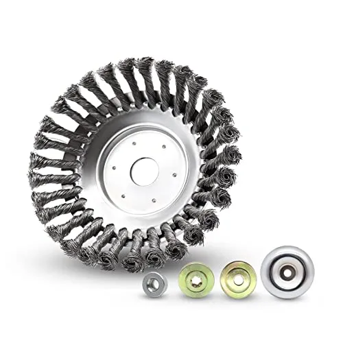 Viilich Unkrautbürste Wildkrautbürste 150 x 25,4 MM Kegel Unkrautbuerste Profi Wildkraut Fugenbürste Motorsense Drahtbürste Stahl Rundbürste,mit 4 Stück Adaptern,für Unkrauttrimmer Garten (6 Zoll)