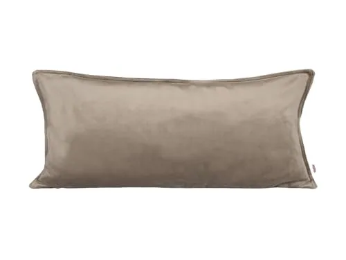 beties - Samt&Sonders-Serie - Kissenhülle ca. 30x70 cm; mit dekorativer Jeansnaht aus deutschem Unternehmen in hochwertiger Qualität, Farbe: Taupe