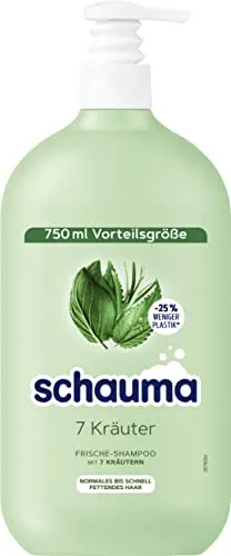 Schwarzkopf Schauma Shampoo 7 Kräuter (750 ml), Haarshampoo verleiht der Haarstruktur eine leichte Frische, Pflegeshampoo für normales bis schnell fettendes Haar
