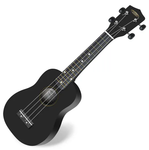Classic Cantabile US-100 BK Sopran-Ukulele Schwarz - Sopran-Ukulele mit 15 Bünden, leichtgängigen Gitarren-Mechaniken und langlebigen Nylon-Saiten, perfekt für Einsteiger und Musikliebhaber.