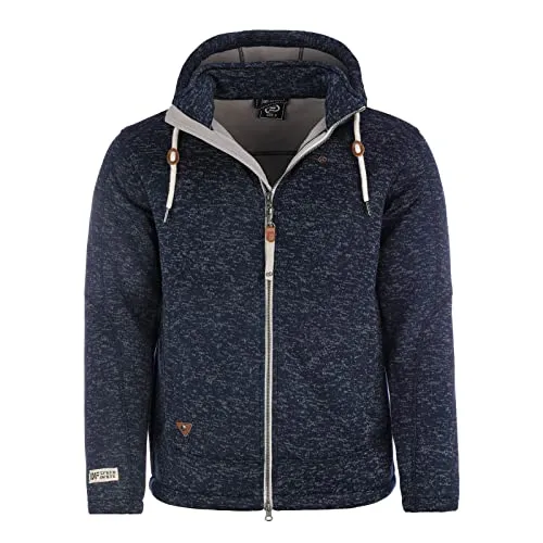 Dry Fashion Herren Fleecejacke Kappeln - Kapuzenfleecejacke Jacke Fleece mit Kapuze in Navy-Melange Größe XL