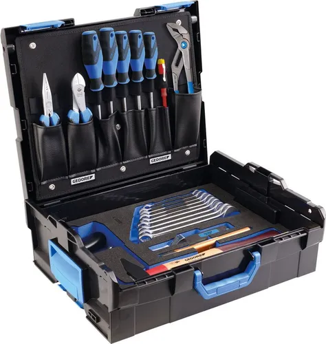 GEDORE Werkzeugkoffer 1100-BASIC - 23-teiliges Azubi-Sortiment - Werkzeugkoffer für Azubis, ideal für alle Gewerke. Praktische L-Boxx mit Check-Tool-Einlagen, abschließbar und leicht transportierbar.