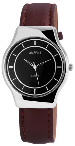 AKZENT Quarzuhr SS7221000062 Akzent Herrenuhr mit Lederimitationsarmband