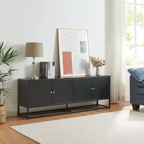 [en.casa] TV Schrank Janakkala Lowboard mit 4 Türen - TV-Halterungen: Modernes Design mit großzügigem Stauraum und pflegeleichter, kratzfester Oberfläche für ein stilvolles Wohnzimmer.