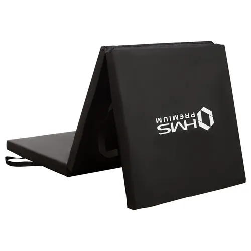 MGS02 Gymnastik-Faltmatratze 1800x600mm Schwarz HMS Premium - Turn- & Bodenmatten, klappbare und platzsparende Gymnastikmatratze für vielseitige Übungen, ideal für Fitness, Yoga und mehr. Mit Tragegurten für einfachen Transport.