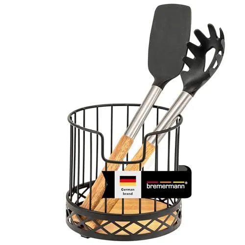 bremermann Zubehöraufbewahrungsständer Küchenutensilienhalter mit Bambus, Besteckhalter, Ø 15,5 x 15 cm