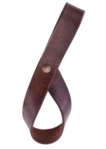 Ulfberth | Trinkhornhalter aus Leder für 0,2l bis 0,4l Trinkhörner | Gürtelhalter für Trinkhörner |Gürtel Horn Halter | Mittelalter Wikinger LARP (Braun)
