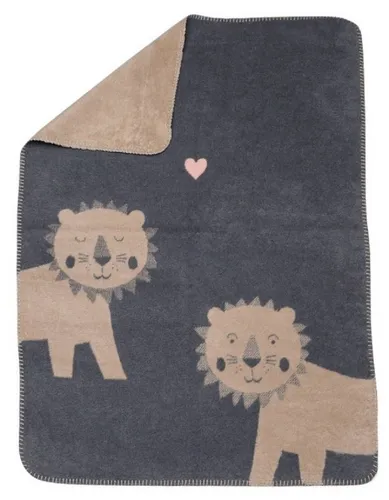 David Fussenegger Babydecke Mila 'Löwen' 75 x 100 cm in grau von David Fussenegger