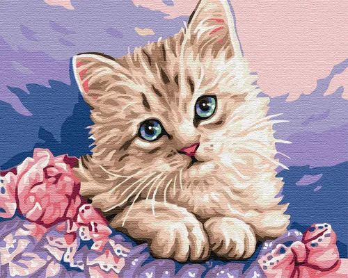 Malen nach Zahlen auf Keilrahmen Blauäugiges Kätzchen Bild Ausmalen nach Zahlen