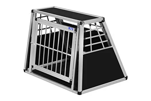 ALPUNA Transportbox N38 – Aluminium Hundebox 68×88×69 cm – Auto Hundebox mit Notausstieg, sicherer Hundetransport im Kofferraum
