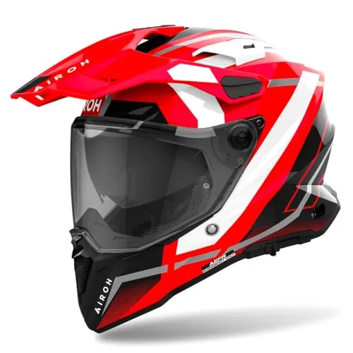 AIROH COMMANDER 2 MAVICK RED GLOSS XL - Motorradhelm mit ECE 22 06 Zulassung, ideal für Offroad-Abenteuer und bietet höchsten Schutz in auffälligem Rot.