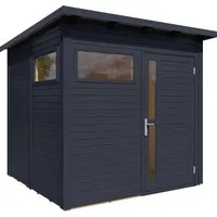 Gartenhaus Pentus 2 - 226 x 234 cm in Hellgrau - Modernes Gartenhaus aus Holz mit Fußboden, ideal für Ihre Gartenutensilien. Hochwertige Verarbeitung und 2 Jahre Herstellergarantie.
