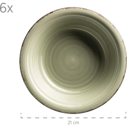 MÄSER Suppenteller 21,6 cm, 6-er Set, Lumaca in Olivgrün in grün von Mäser