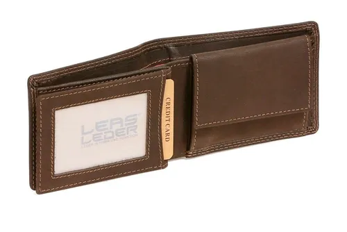Minibörse mit Klappe im Querformat LEAS MCL in Echt-Leder, Portemonnaie braun