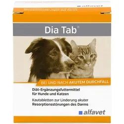 alfavet Dia Tab - 6 x 5,5g Diät-Ergänzungsfuttermittel für Hunde und Katzen, Kautabletten zur schnellen Linderung von Durchfall und Stärkung der Darmflora