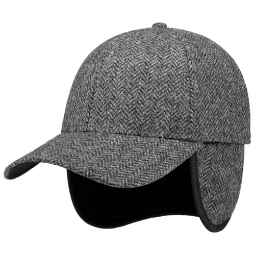 LIERYS Jerome Wollcap Baseballcap Fischgrat Mehrfarbig Herren Herbst Winter grau M (56-57 cm)