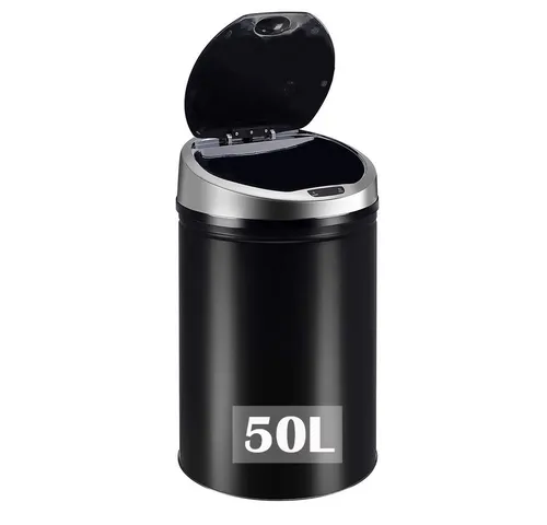 Ribelli Mülltrennsystem Sensor Mülleimer 50L, schwarz - Mülltrennsystem mit innovativem Sensor-Deckel für hygienisches Entsorgen, stilvolles Design in Schwarz und Chrom, ideal für umweltbewusste Haushalte.