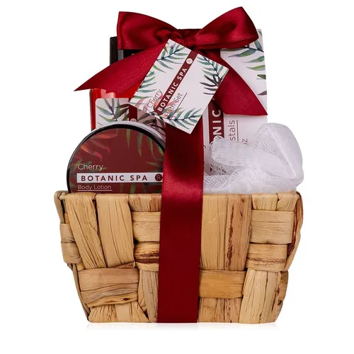 Geschenkset Badeset Pflegeset Wellness Damen Cherry Spa Seegraskörbchen 4-teilig